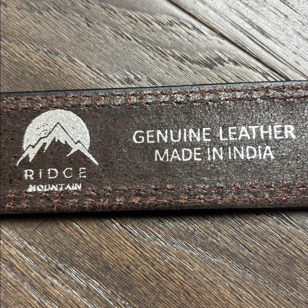 Ridge Mountain Genuine tooled leather,double stitch,antique silver buckle Wester
